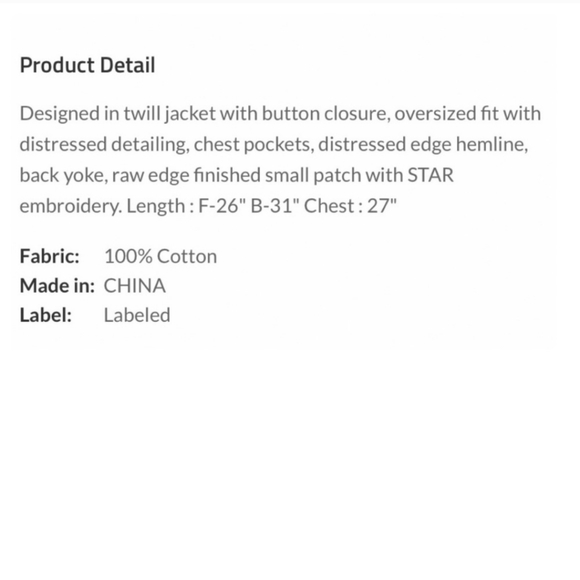 1 medium left 😁New boutique Pol distressed hem twill jacket - Picture 5 of 17